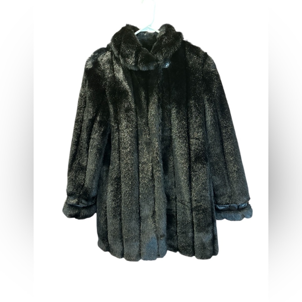 dennis basso Black Faux Fur Coat